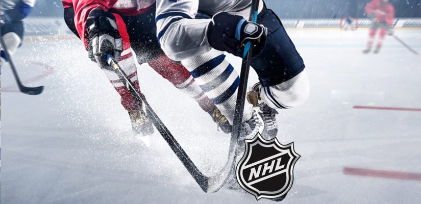 Two Hockey Players - Hockey Rink - NHL Logo